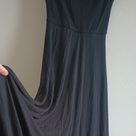 Lush Black Midi Dress Women's Size Small Cross Over Cut Out Back Fit And Flare - Picture 6 of 11